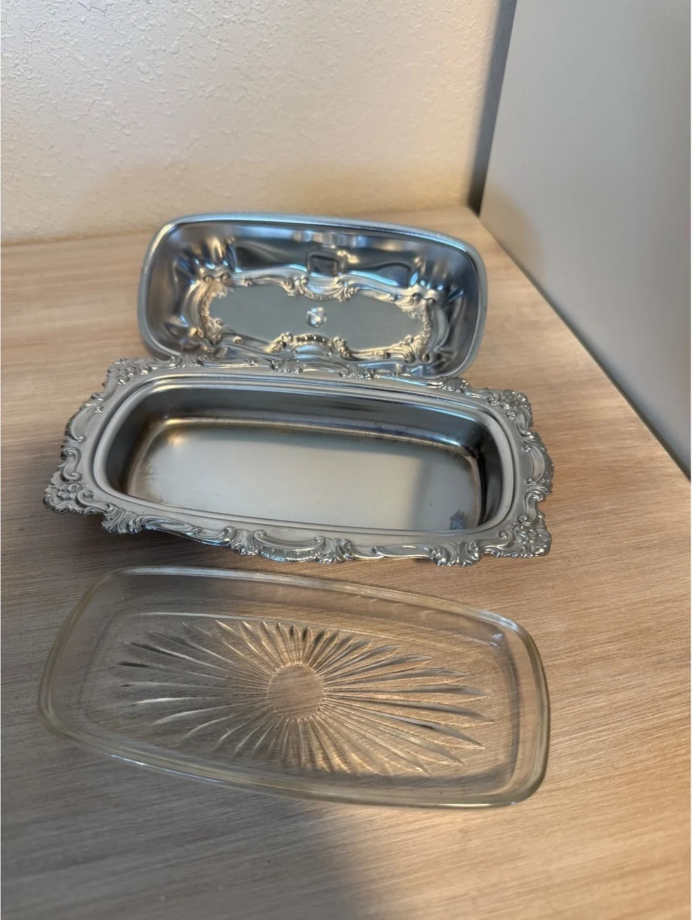 Vintage Hellerware Masterpieces Butter Dish in Chromium with Glass Insert